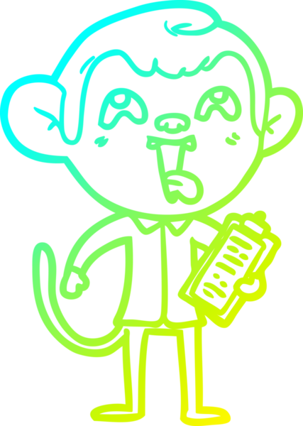 Bir insan tarafından çizilmiş panosu olan çılgın bir maymun çizimi.