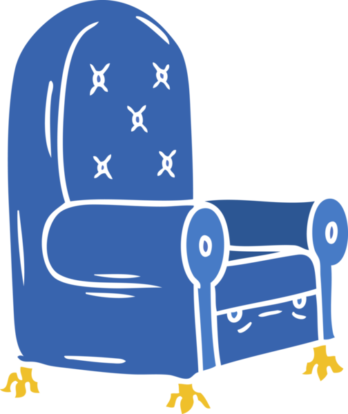 Bir insan tarafından çizilmiş mavi bir koltuk karalaması.