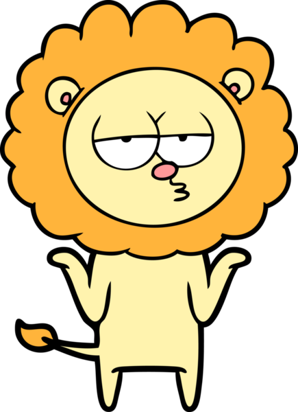 Bir insan tarafından çizilmiş canı sıkkın bir aslan.