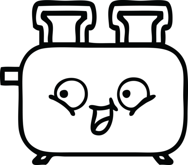 Bir insan tarafından çizilmiş bir tost makinesinin çizgi çizimi