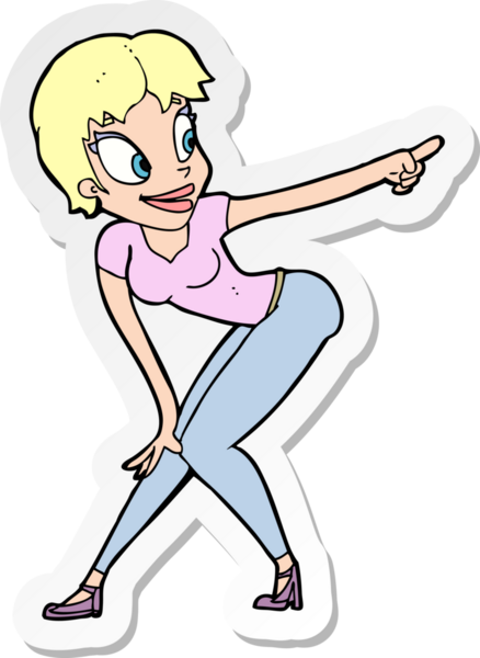 Çizgi film çıkartması. Güzel bir kadın, bir insan tarafından çizilmiş.