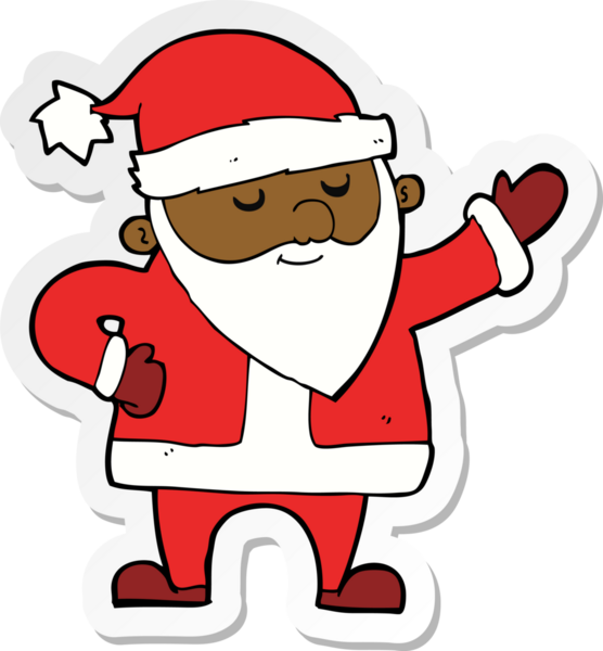 Bir insan tarafından çizilmiş Noel Baba çizgi filminin çıkartması.