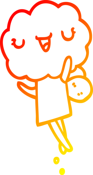 Bir insan tarafından çizilmiş sevimli bir karikatür bulutu kafası çizimi.