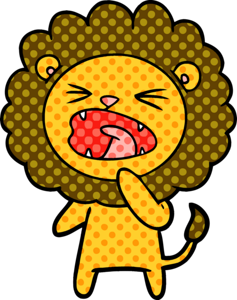 Bir insan tarafından çizilmiş kızgın aslan çizgi filmi.