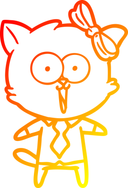 Bir insan tarafından çizilmiş çizgi film kedisinin sıcak çizgi çizimi