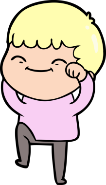 Bir insan tarafından çizilmiş mutlu çocuk çizgi filmi.