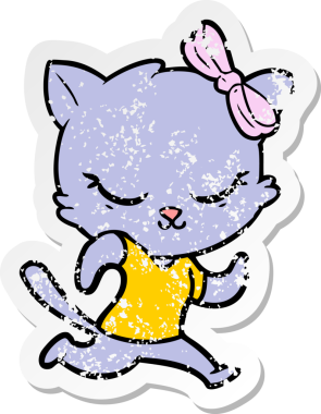 Bir insan tarafından çizilmiş şirin bir çizgi film kedisinin sıkıntılı çıkartması.