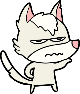 Bir insan tarafından çizilmiş rahatsız kurt çizgi filmi.