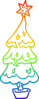 gökkuşağı gradyan çizgisi bir insan tarafından çizilmiş bir karikatür noel ağacı