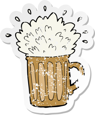 Bir insan tarafından çizilmiş köpüklü bira çizgi filminin gerilimli yapıştırması.