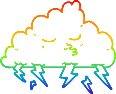 Gökkuşağı gradyan çizgi çizimi bir insan tarafından çizilmiş fırtına bulutu