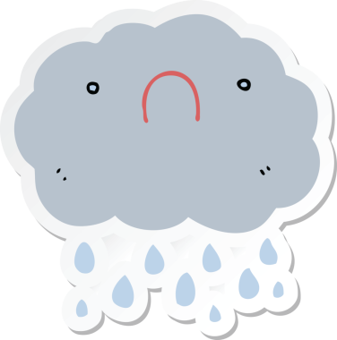 Bir insan tarafından çizilmiş şirin bir karikatür bulutunun çıkartması.