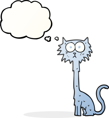 Bir insan tarafından çizilmiş serbest çizim baloncuk çizgi film kedisi.