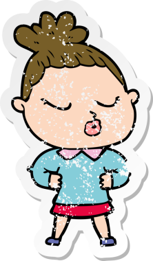 Bir insan tarafından çizilmiş sakin bir karikatür çıkartması.