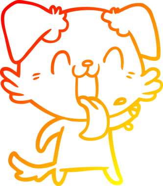 Bir insan tarafından çizilmiş çizgi film köpeğinin sıcak çizgi çizimi