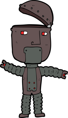 Bir insan tarafından çizilmiş çizgi film robotu