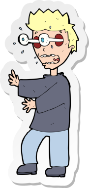 Bir insan tarafından çizilmiş, korkmuş bir çocuğun çıkartması.