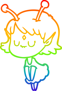 Gökkuşağı gradyan çizgisi bir insan tarafından çizilmiş uzaylı bir kızın çizimi