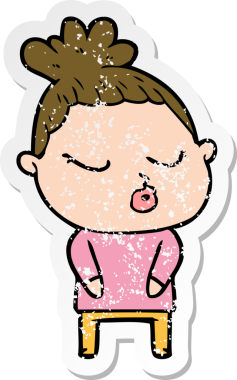 Bir insan tarafından çizilmiş sakin bir karikatür çıkartması.