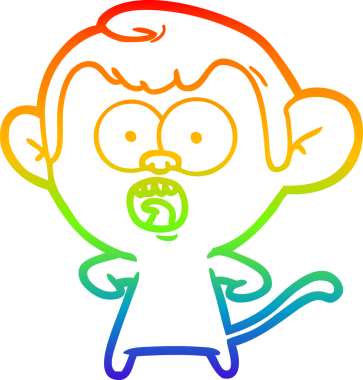 gökkuşağı gradyan çizgi çizimi bir insan tarafından çizilmiş bir maymun tarafından şok edildi