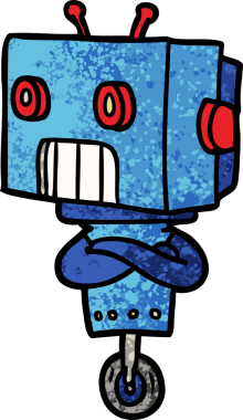 Bir insan tarafından çizilmiş çizgi film robotu