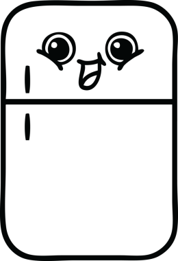 Bir insan tarafından çizilmiş bir buzdolabı karikatürü.