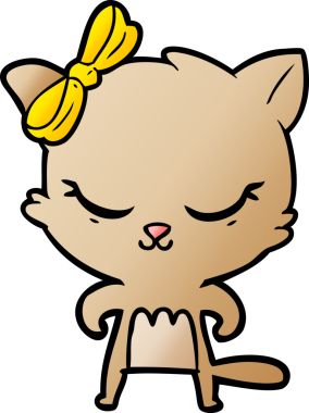 Bir insan tarafından çizilmiş sevimli çizgi film kedisi.