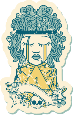 Retro Dövme Tarzı Ağlayan İnsan Barbar Bir D20 rulo ile bir insan tarafından çizilmiş