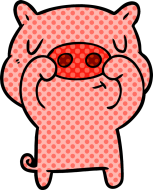 Bir insan tarafından çizilmiş çizgi film içerikli domuz.