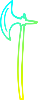 Bir insan tarafından çizilmiş bir ortaçağ baltasının soğuk gradyan çizimi