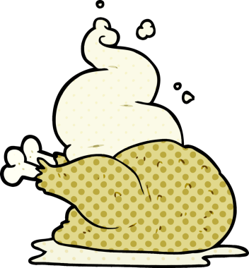 Bir insan tarafından çizilmiş pişmiş tavuk çizgi filmi.