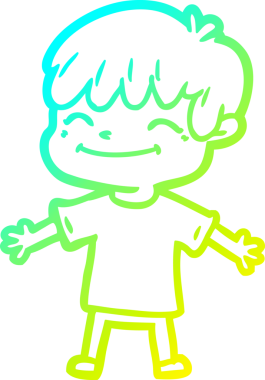 Bir çizgi film karakteri çizen soğuk çizgi bir insan tarafından çizilmiş mutlu çocuk.