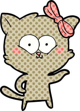 Bir insan tarafından çizilmiş çizgi film kedisi.