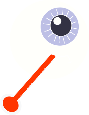 Bir insan tarafından çizilmiş düz renk çizgi film hasta gözü.