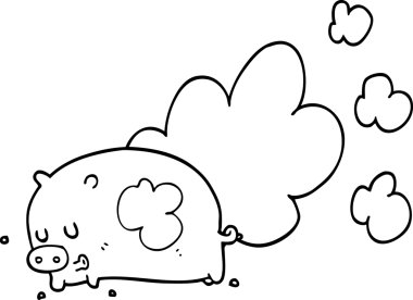 Bir insan tarafından çizilmiş kokuşmuş domuz çizgi filmi.