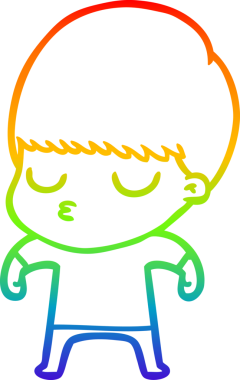 Gökkuşağı gradyan çizgi çizimi bir insan tarafından çizilmiş sakin bir çocuk