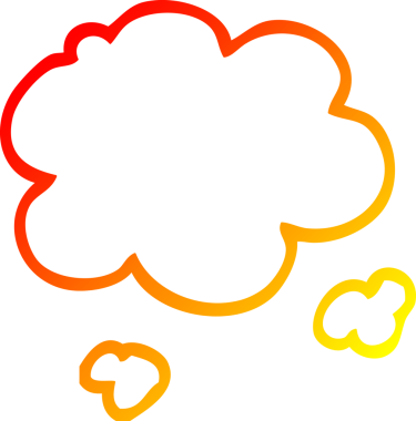 Bir insan tarafından çizilen karikatür bulutunun sıcak gradyan çizimi