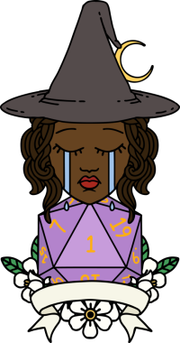 Retro Dövme Tarzı Ağlayan İnsan Cadısı Bir insan tarafından çizilmiş doğal bir rulo