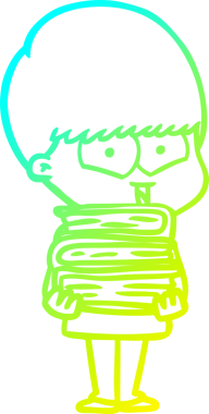 Bir çizgi film karakteri çizen soğuk çizgi bir insan tarafından çizilmiş mutlu çocuk.