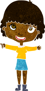 Bir insan tarafından çizilmiş mutlu kadın çizgi filmi.