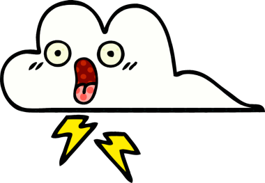 Bir insan tarafından çizilmiş bir gök gürültüsü bulutu çizgi filmi.