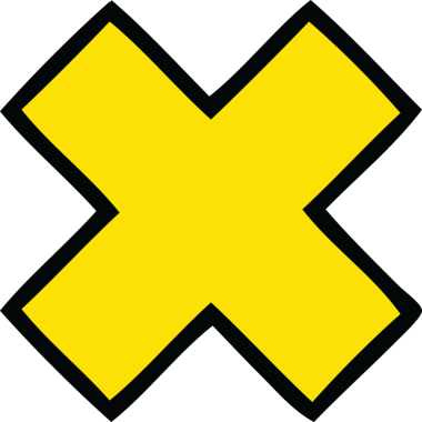 Bir insan tarafından çizilmiş bir çarpma sembolünün sevimli karikatürü