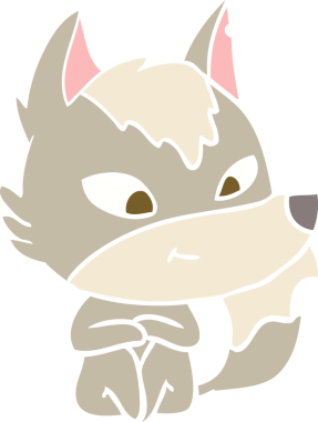 Bir insan tarafından çizilmiş düz renkli çizgi film kurdu.