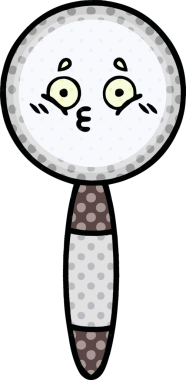 Bir insan tarafından çizilmiş bir büyüteçin çizgi roman tarzı karikatürü