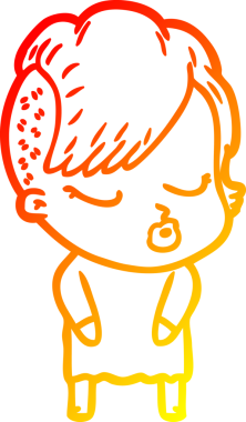 Bir insan tarafından çizilmiş güzel hippi bir çizgi film çizimi.