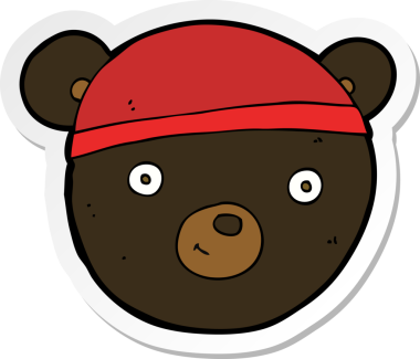 Bir insan tarafından çizilmiş karikatür siyah ayı yüzü çıkartması.