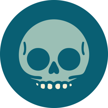 Bir insan tarafından çizilmiş bir kafatasının ikonik dövme şekli