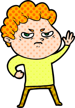 Bir insan tarafından çizilmiş kızgın bir adam.