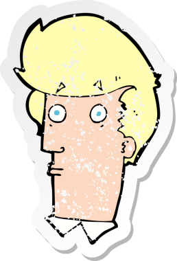 İnsan tarafından çizilmiş bir çizgi filmin gerilimli retro yapıştırması.