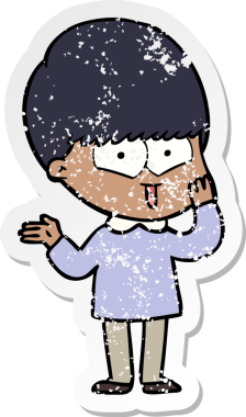 Bir insan tarafından çizilmiş mutlu bir çocuğun sıkıntılı çıkartması.